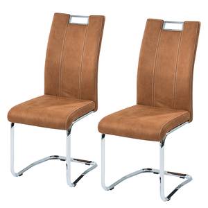 Chaises cantilever Robin (lot de 2) Imitation cuir Cognac