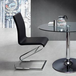 Chaises cantilever Safura (lot de 2) Imitation cuir / Acier inoxydable - Noir / Chrome