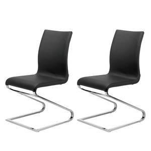 Chaises cantilever Safura (lot de 2) kunstleer/roestvrij staal - Noir / Chrome