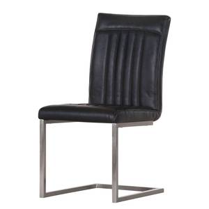 Chaise cantilever Telford Imitation cuir / Acier inoxydable - Noir vintage - Sans accoudoirs