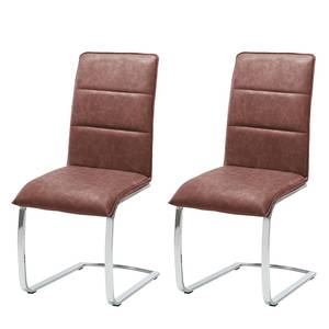 Chaises cantilever Timola (lot de 2) Imitation cuir - Marron vintage