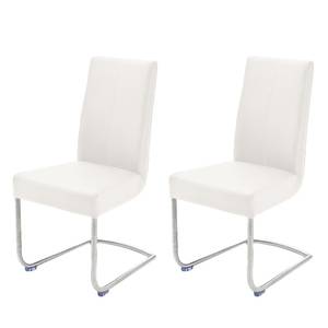 Chaises cantilever Tipi (lot de 2) Blanc - Cuir véritable