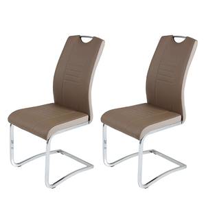 Chaise cantilever Truffaldino Imitation cuir (lot de 2) - Latte Macchiato / Cappuccino