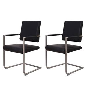 Chaises cantilever Ulka (lot de 2) Imitation cuir - Noir