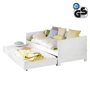 Bed met opbergruimte Nina massief beukenhout - Wit