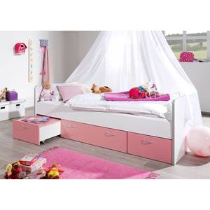 Funktionsbett Bonny Weiß / Rosa - 90 x 200cm - 3 Bettkästen