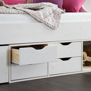 Lit multi-rangements Paulina Pin massif - Blanc verni