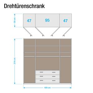 Funktionsschrank Casano Wildeiche teilmassiv - Breite: 189 cm - 4 Türen - Mit Passepartoutrahmen - 2 Spiegeltüren