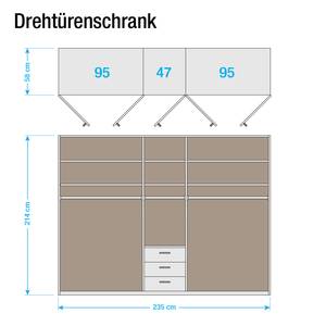 Funktionsschrank Casano Wildeiche teilmassiv - Breite: 235 cm - 5 Türen - Mit Passepartoutrahmen - 1 Spiegeltür