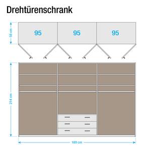 Funktionsschrank Casano Wildeiche teilmassiv - Breite: 282 cm - 6 Türen - Mit Passepartoutrahmen - 2 Spiegeltüren