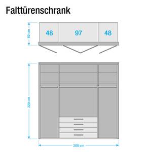 Funktionsschrank Torino Eiche teilmassiv - Eiche - Breite: 200 cm - 4 Türen - Mit Passepartoutrahmen - Ohne Beleuchtung