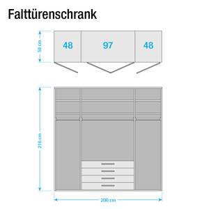 Armoire Torino Chêne partiellement massif - Chêne - Largeur : 200 cm - 4 portes - Sans cadre passepartout - Sans éclairage