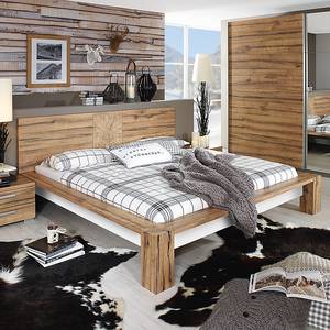 Lit futon Davos I Tête de lit étroite - Imitation chêne sauvage / Blanc alpin - 140 x 200cm