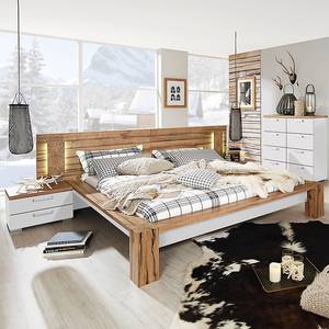 Bed Davos II smal hoofdeinde - wild eikenhouten look/wit - 140 x 200cm - Met verlichting