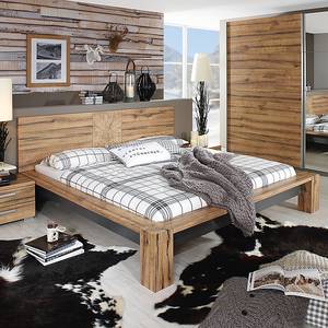 Lit futon Davos I Tête de lit étroite - Imitation chêne sauvage / Graphite - 160 x 200cm