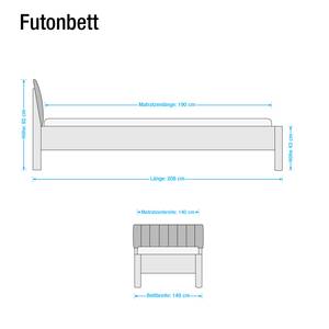 Futonbett Jive II Alpinweiß/Kunstleder Sahara - 140 x 190cm - Höhe: 207 cm - Ohne Beleuchtung