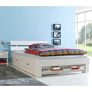 Futon Julia Blanc délavé - 140 x 200cm - 2 tiroirs de lit et étagère