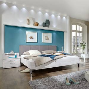 Futonbed Madrid Witte eikenhouten look - Grijs - 160 x 200cm