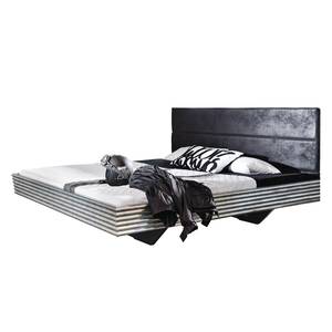 Lit futon Workbase I Plateau argenté / Cuir synthéthique noir Buffalo - 180 x 200cm