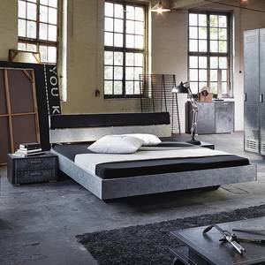 Futonbett Workbase II Silver Plate/Kunstleder Buffalo Schwarz - 120 x 200cm