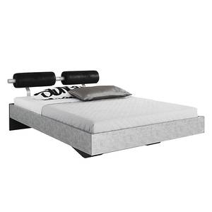 Lit futon Workbase IV Plateau argenté / Cuir synthéthique noir Buffalo - 140 x 200cm