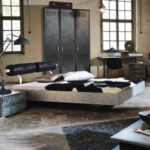 Lit futon Workbase IV Plateau argenté / Cuir synthéthique noir Buffalo - 180 x 200cm
