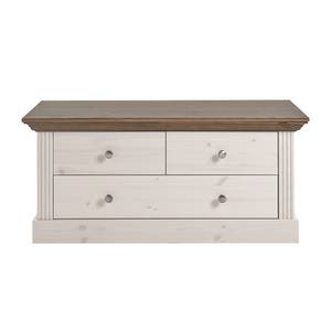 Panca con cassetti Lyngby Legno massello di pino - bianco - Bianco / Marrone