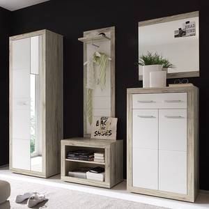 Armoire de vestibule Leonso Imitation chêne Sanremo / Blanc - Avec miroir