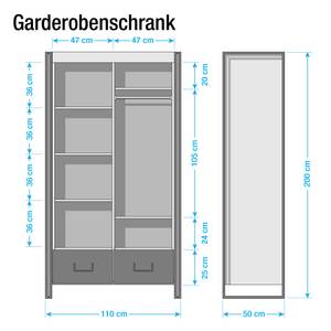 Garderobekast Manchester II 110cm (2-deurs) - Breedte: 110 cm