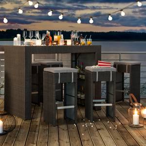Bancone bar giardino Paradise Lounge 7 pezzi - Polyrattan grigio