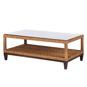 Table basse de jardin Cassale Polyrotin marron clair / Verre clair