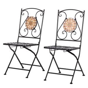 Chaise de jardin pliante Aurelia Lot de 2 - Métal / Céramique - Noir / Beige / Marron