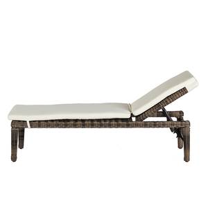 Chaise longue Royal Comfort Polyrotin / Polyester Marron Beige marron beige Chaise longue jardin Royal Comfort, avec coussin