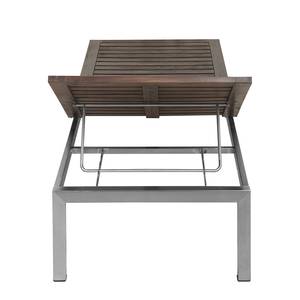 Gartenliege TEAK DELUXE Teak massiv / Edelstahl - Teak Dunkelbraun