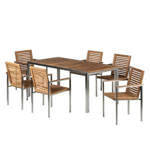 Gartenmöbelset Teak Line Vari 7-teilig Edelstahl/Teakholz