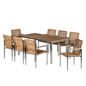 Gartenmöbelset Teak Line Vari 9-teilig Edelstahl/Teakholz