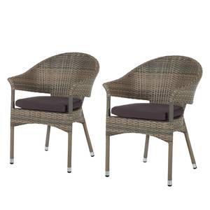 Chaises de jardin Bena II (lot de 2) Marron / Taupe foncé