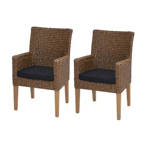 Gartenstuhl Lotus Ruskea (2er-Set) Polyrattan / Teak massiv - Braun / Teak