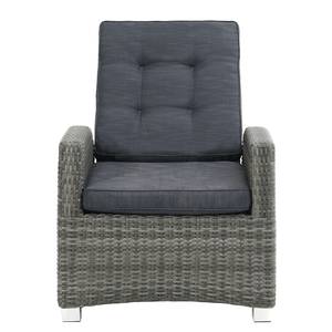 Chaise de jardin Rocking Polyrotin / Tissu - Marron gris / Anthracite