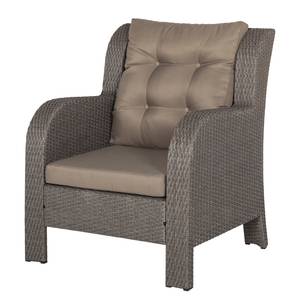 Gartenstuhl Villanova (inkl. Hocker) Polyrattan Grau/Textil Grau