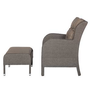 Gartenstuhl Villanova (inkl. Hocker) Polyrattan Grau/Textil Grau