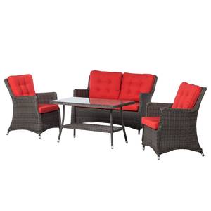 Fauteuils de jardin Venezia I (lot de 4) Polyrotin - Rouge