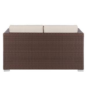 Gartensofa Rattanesco Puca Polyrattan / Webstoff - Braun / Beige