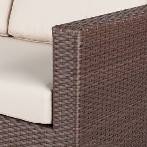 Gartensofa Rattanesco Puca Polyrattan / Webstoff - Braun / Beige