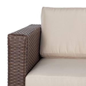 Gartensofa Rattanesco Puca Polyrattan / Webstoff - Braun / Beige