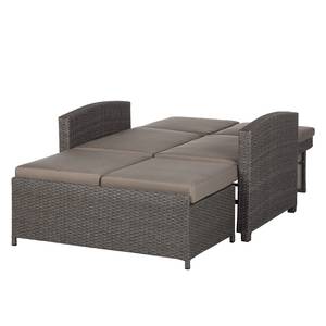 Tuinbank Paradise Lounge incl. hocker - grijs polyrotan/grijs textiel