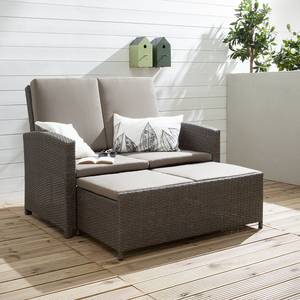 Gartensofa Paradise Lounge inkl. Hocker - Polyrattan / Textil - Grau