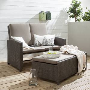 Tuinbank Paradise Lounge incl. hocker - grijs polyrotan/grijs textiel