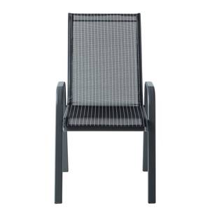 Chaises de jardin Linu (lot de 6) Textilène / Aluminium - Noir / Gris