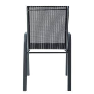 Chaises de jardin Linu (lot de 6) Textilène / Aluminium - Noir / Gris